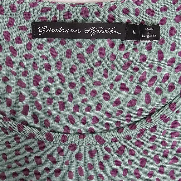 Gudrun Sjoden Womens Shirt Size Medium Modal Blouse Purple Green Geometric Top - Picture 2 of 5